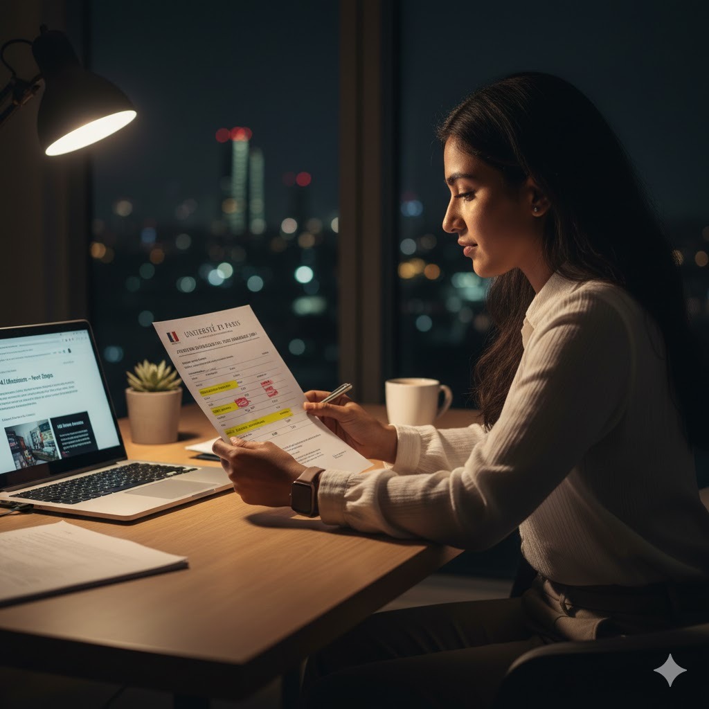 tudiant consultant son attestation de résultats du TCF et son score IAE Message.